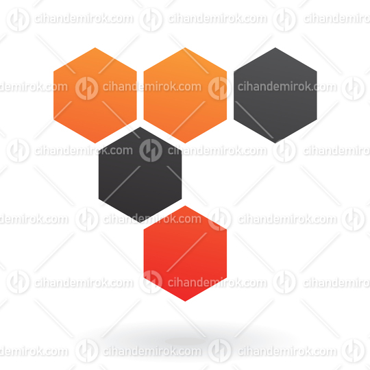 Orange and Black Abstract Honeycomb Logo Icon of Hexagons