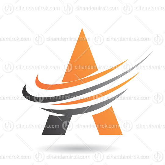Orange and Black Abstract Icon of Letter A with Twisting Swoosh  Lines