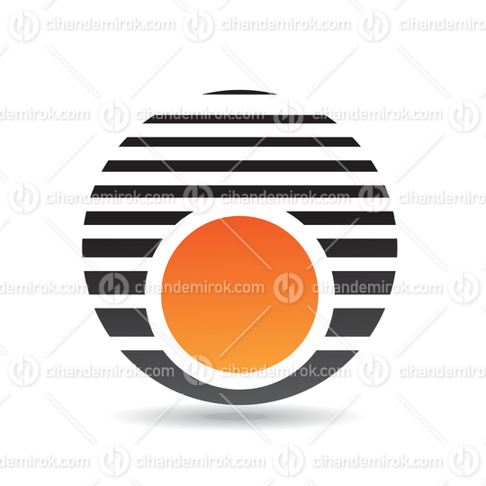 Orange and Black Abstract Striped Round Logo Icon
