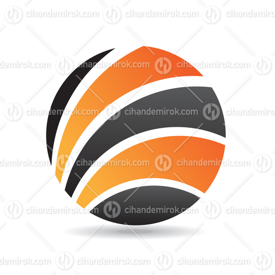 Orange and Black Abstract Thick Striped Round Logo Icon