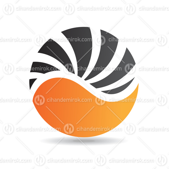 Orange and Black Abstract Wavy Striped Round Logo Icon