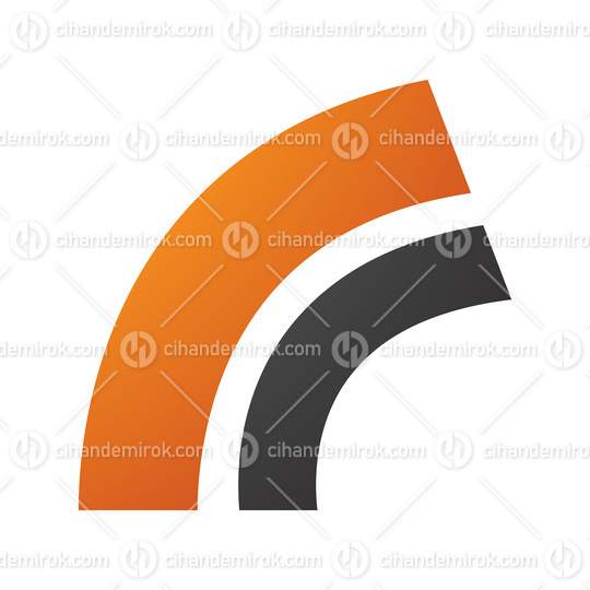 Orange and Black Arc Shaped Letter R Icon