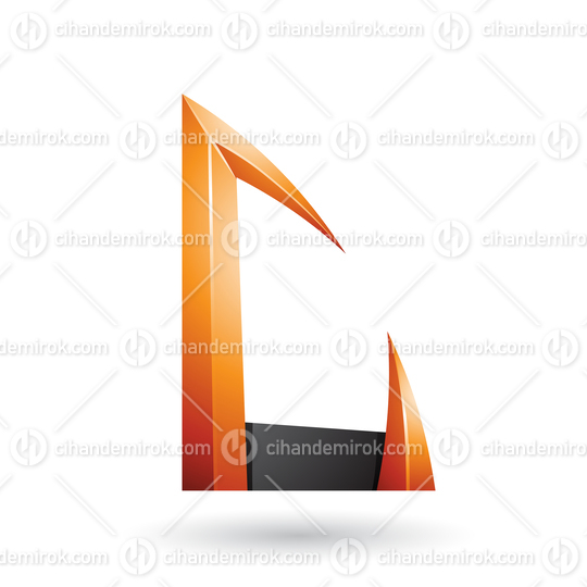 Orange and Black Arrow Shaped Letter C Vector Illustration