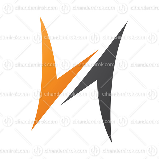 Orange and Black Arrow Shaped Letter H Icon
