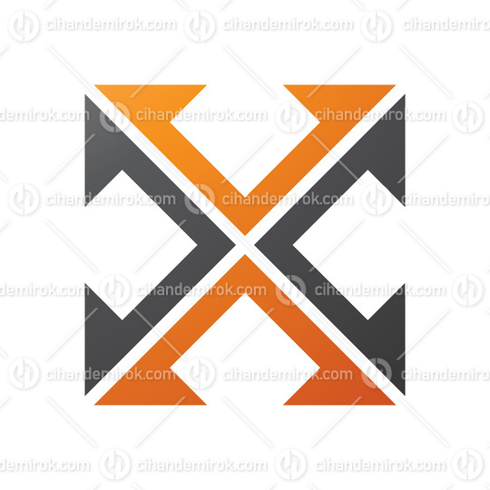 Orange and Black Arrow Square Shaped Letter X Icon