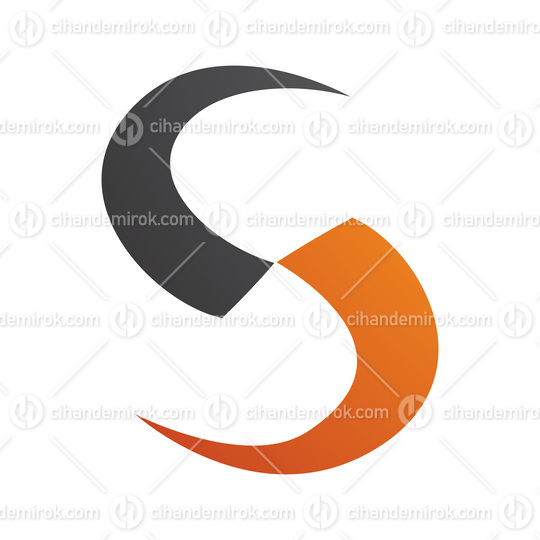 Orange and Black Blade Shaped Letter S Icon