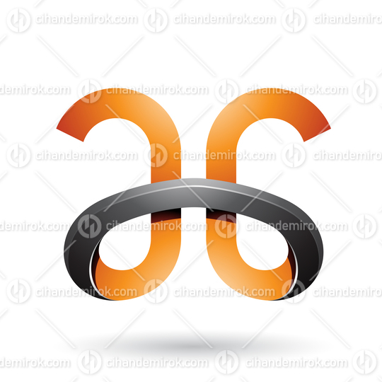 Orange and Black Bold Curvy Letters A and G Vector Illustration