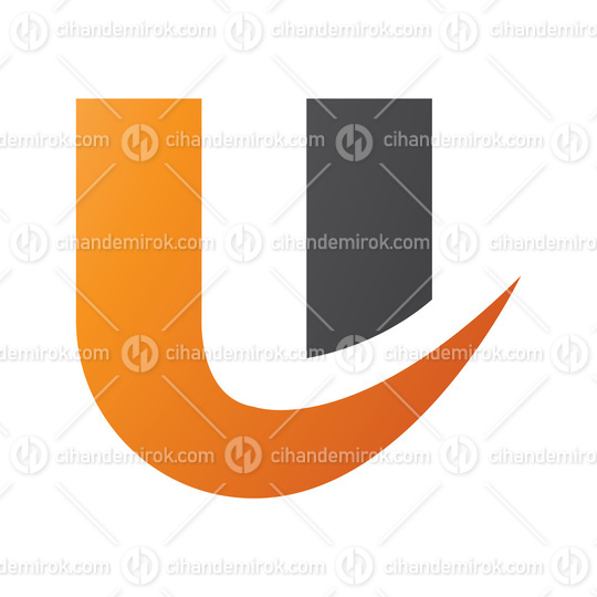 Orange and Black Bold Curvy Shaped Letter U Icon