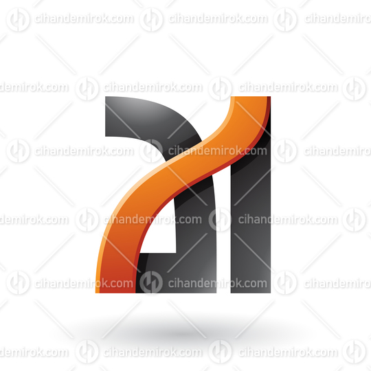 Orange and Black Bold Dual Letters A and I Vector Illustration