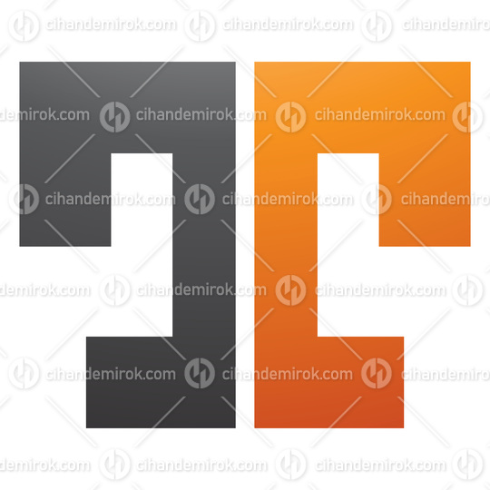 Orange and Black Bold Split Shaped Letter T Icon