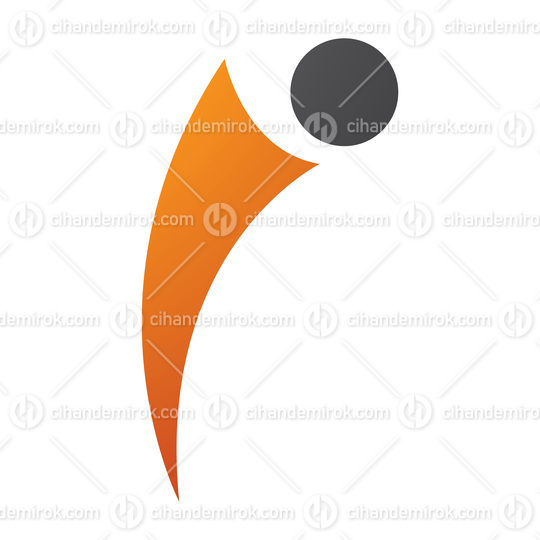Orange and Black Bowing Person Shaped Letter I Icon