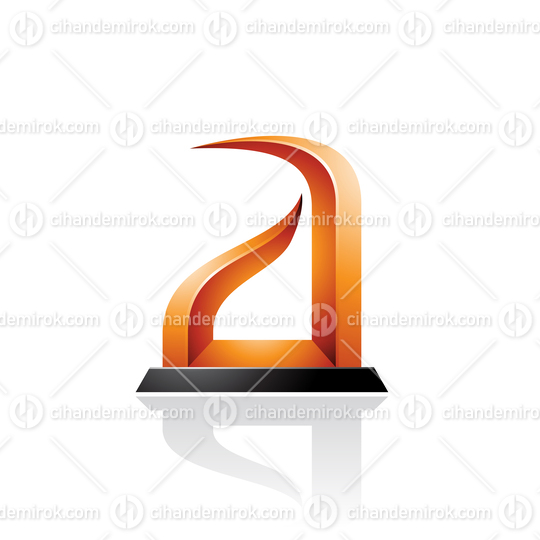Orange and Black Bow-like Embossed Letter A Vector Illustration