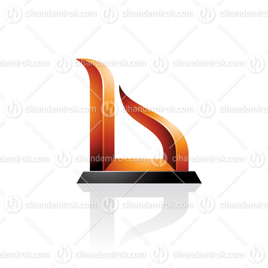 Orange and Black Bow-like Embossed Letter B Vector Illustration