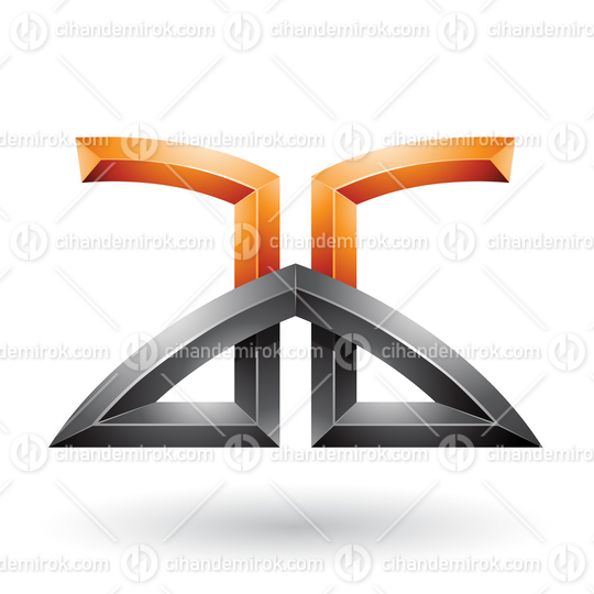Orange and Black Bridged Embossed Letters of A and G