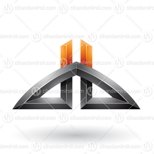 Orange and Black Bridged Letters of D and B Vector Illustration