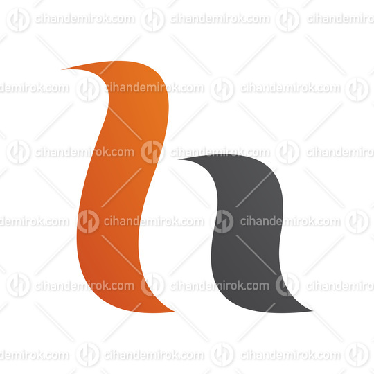 Orange and Black Calligraphic Letter H Icon
