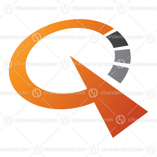 Orange and Black Clock Shaped Letter Q Icon