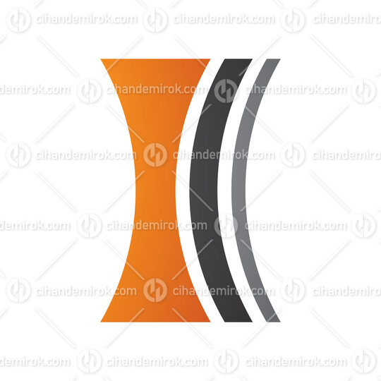 Orange and Black Concave Lens Shaped Letter I Icon