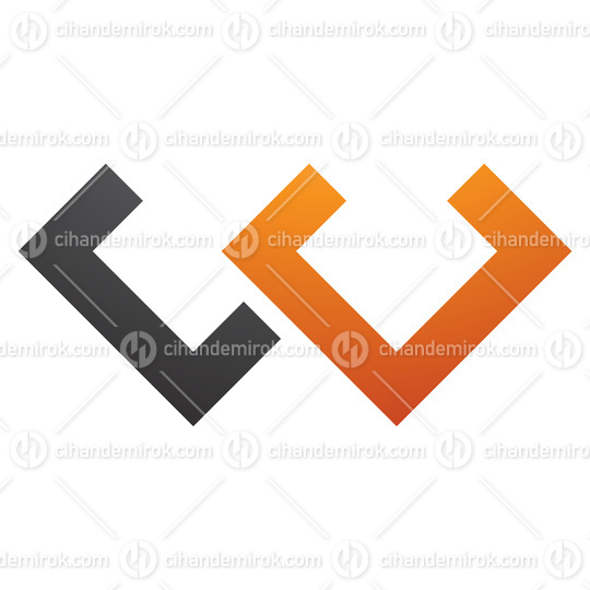 Orange and Black Cornered Shaped Letter W Icon
