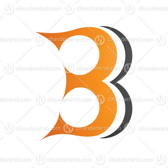 Orange and Black Curvy Letter B Icon Resembling Number 3