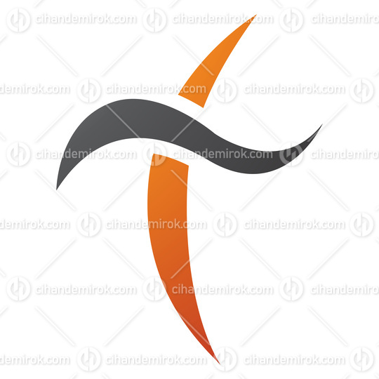 Orange and Black Curvy Sword Shaped Letter T Icon