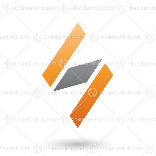 Orange and Black Diamond Shaped Letter S Vector Illustration