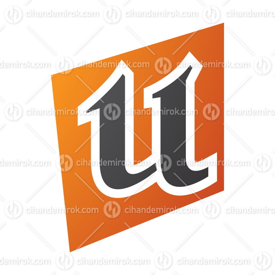 Orange and Black Distorted Square Shaped Letter U Icon
