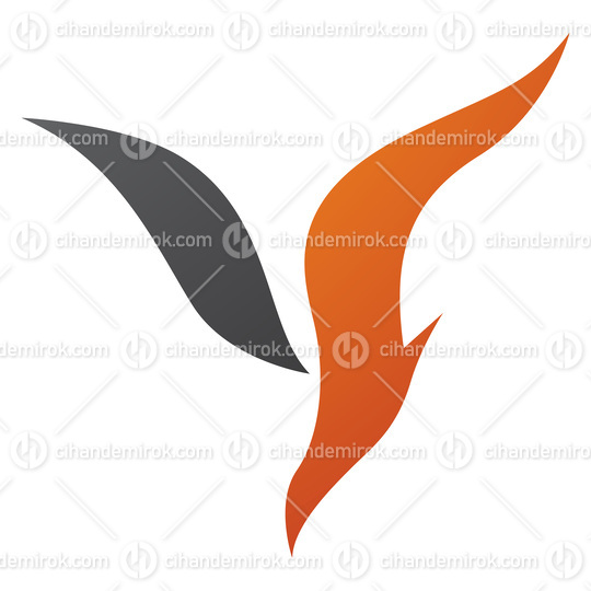 Orange and Black Diving Bird Shaped Letter Y Icon
