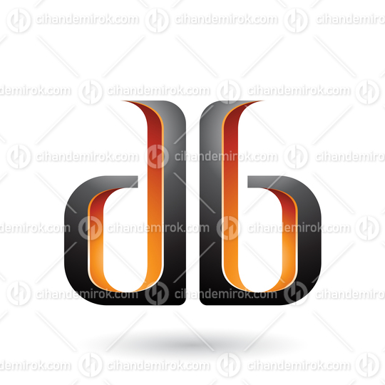 Orange and Black Double Sided D and B Letters Vector Illustration