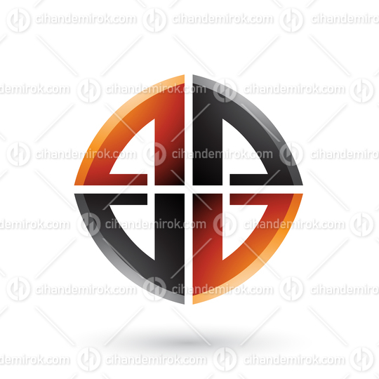 Orange and Black Double Sided Shape of Letter B