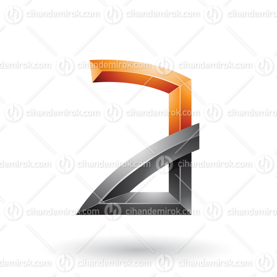 Orange and Black Embossed Letter A with Bended Joints