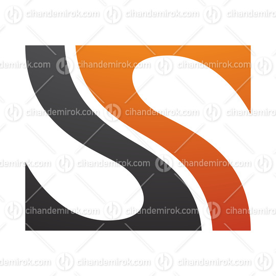 Orange and Black Fish Fin Shaped Letter S Icon