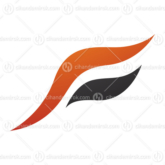 Orange and Black Flying Bird Shaped Letter F Icon