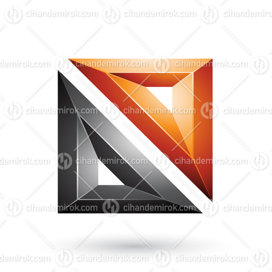 Orange and Black Frame Like Embossed Square Shape