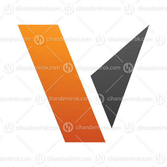 Orange and Black Geometrical Shaped Letter V Icon