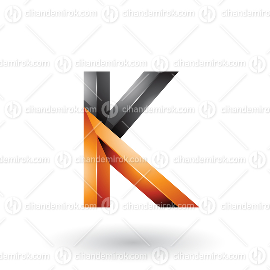 Orange and Black Glossy 3d Geometrical Letter K