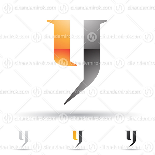 Orange and Black Glossy Abstract Logo Icon of Letter Y with a Spiky Tail