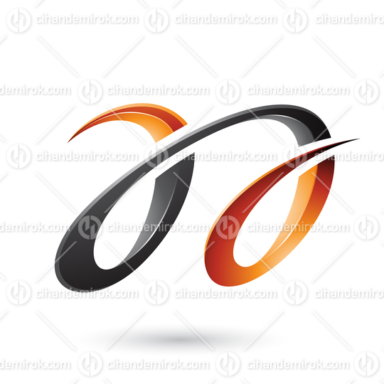 Orange and Black Glossy Dual Letters A Vector Illustration
