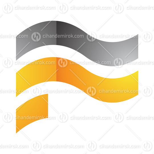 Orange and Black Glossy Flag Shaped Letter F Logo Icon - Bundle No: 046