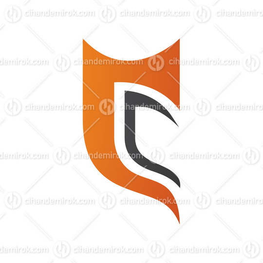 Orange and Black Half Shield Shaped Letter C Icon