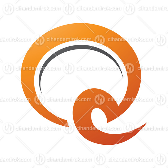 Orange and Black Hook Shaped Letter Q Icon