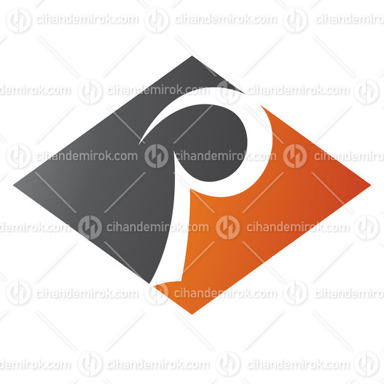 Orange and Black Horizontal Diamond Letter P Icon