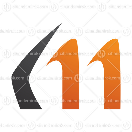Orange and Black Horn Shaped Letter M Icon