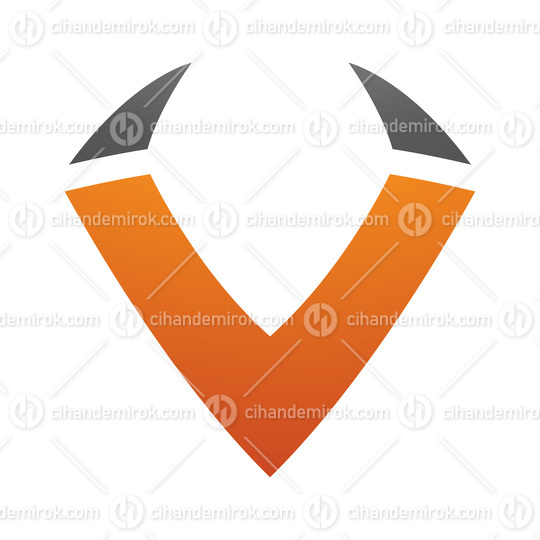 Orange and Black Horn Shaped Letter V Icon