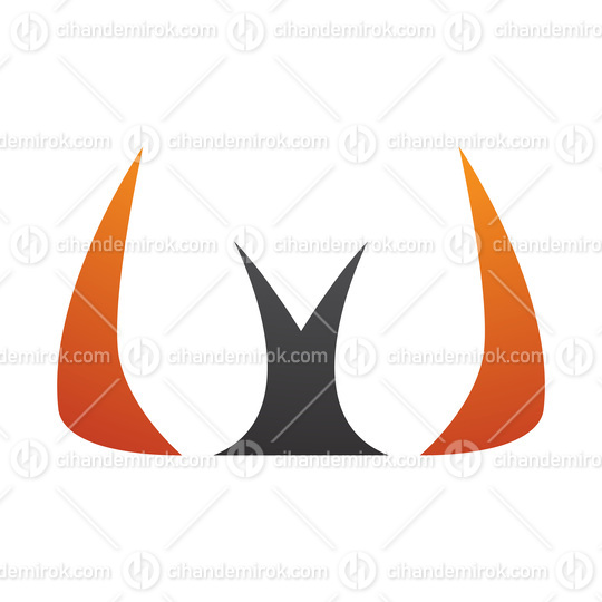 Orange and Black Horn Shaped Letter W Icon