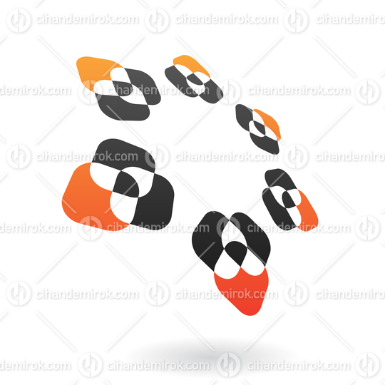 Orange and Black Intersecting Rounded Squares Abstract Logo Icon