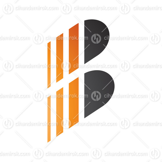 Orange and Black Letter B Icon with Vertical Stripes