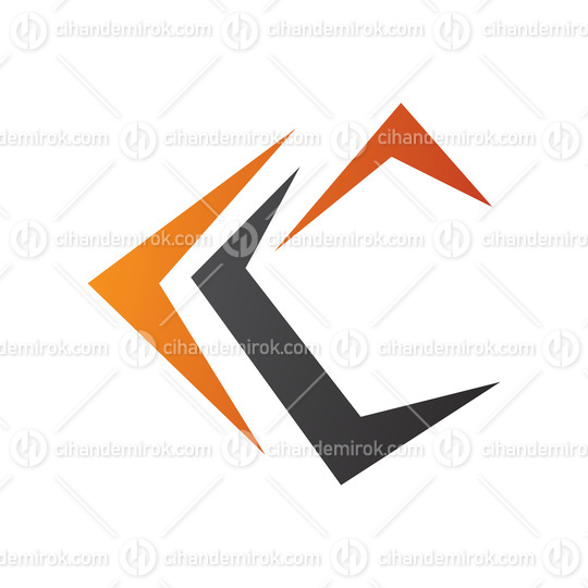 Orange and Black Letter C Icon with Pointy Tips