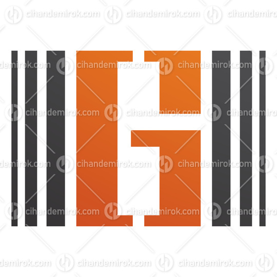 Orange and Black Letter G Icon with Vertical Stripes