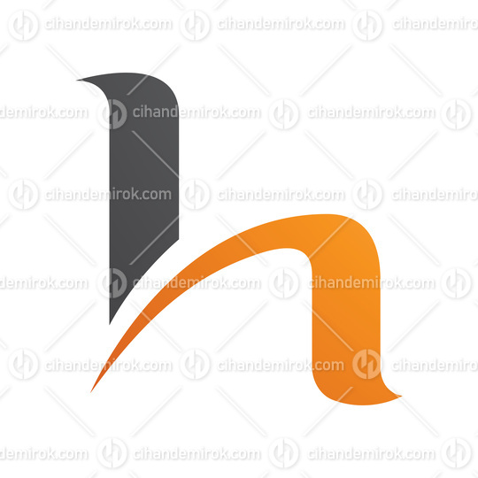 Orange and Black Letter H Icon with Round Spiky Lines